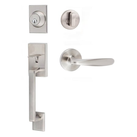 Sure-Loc Hardware Koln Handleset with Round Thumb Turn, Torino Handleset Trim, Satin Nickel KN507-R-TR 15